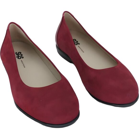 SAS Womens Scenic Scarlett Red Double Wide Flats Size 10 WW - D - Picture 1 of 6